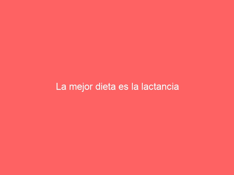 La mejor dieta es la lactancia